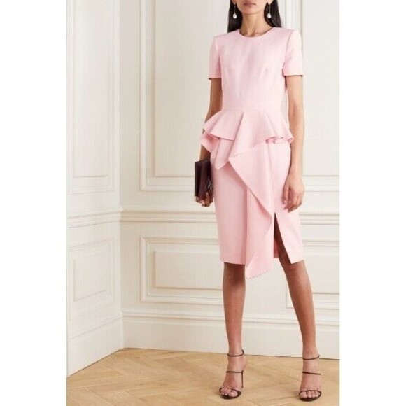 NWT. $3190 ALEXANDER MCQUEEN PEPLUM DRESS Pink IT38 / US2 - Picture 4 of 16